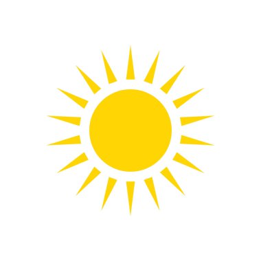 Güneş-vektör simgesi. Sarı parlayan güneş-düz vektör illüstrasyon