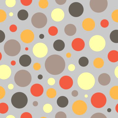 Çevrelerle kaotik vektör deseni. Parlak çevrelerle modern Dikişsiz desen. Noktalar soyut desen. Duvar kağıdı, iç tasarım, kumaş, ambalaj kağıdı için desen.