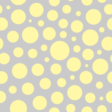 Çevrelerle kaotik vektör deseni. Sarı çevrelerle modern Dikişsiz desen. Noktalar soyut desen. Duvar kağıdı, kumaş, ambalaj kağıdı için sevimli desen.