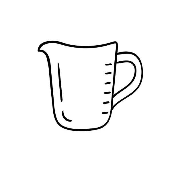 Measuring cup - vector icon. Kitchen jug. Empty measuring cup icon isolated on white — Stockvector