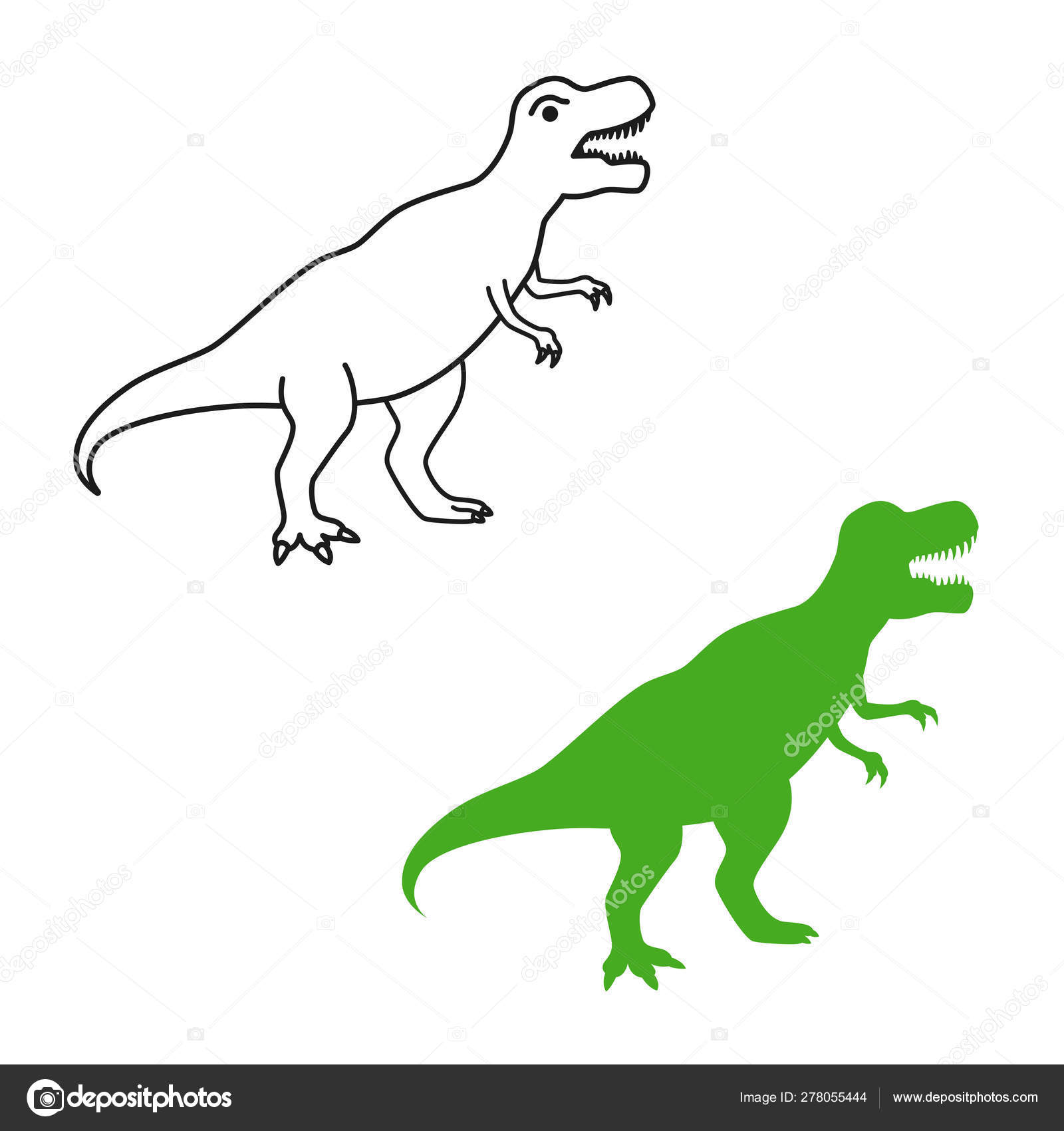 Dinossauro tiranossauro t rex ícone cor preta ilustração estilo