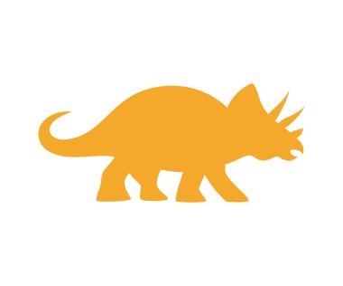 Triceratops vektör silueti. Sevimli dinozor turuncu siluet izole