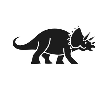 Triceratops vektör silueti. Sevimli dinozor siyah siluet izole