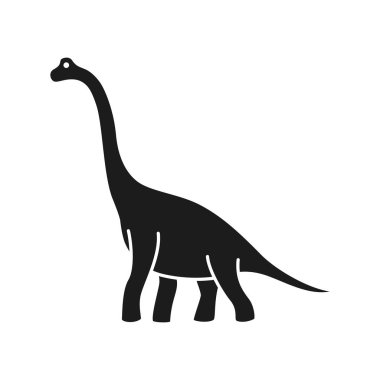 Brachiosaurus vektör silueti. Sauropod dinozoru. Diplodocus siyah siluet izole