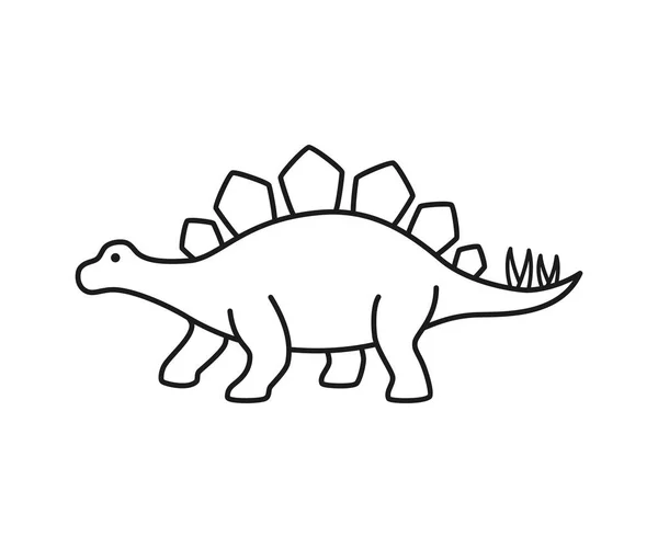 Stegosaurus vector contour silhouet. Dinosaur Stegosaurus zwarte contour geïsoleerd — Stockvector