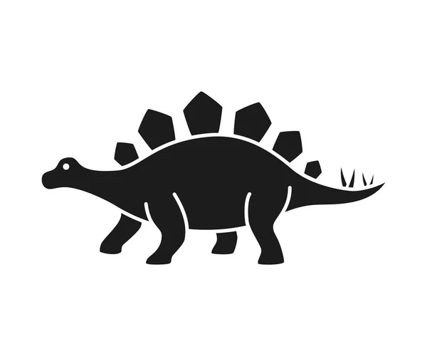 Stegosaurus vector silhouet. Dinosaur Stegosaurus zwart silhouet geïsoleerd — Stockvector