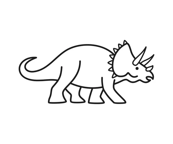 Contorno vetorial Triceratops. Esboço bonito dinossauro isolado Vetores De Bancos De Imagens Sem Royalties