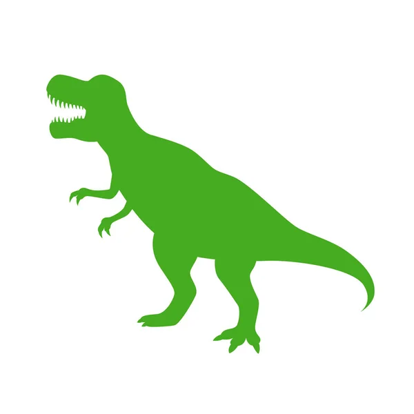 Dinosaurus T-Rex vector silhouet. Roaring Green Tyrannosaurus silhouet geïsoleerd — Stockvector