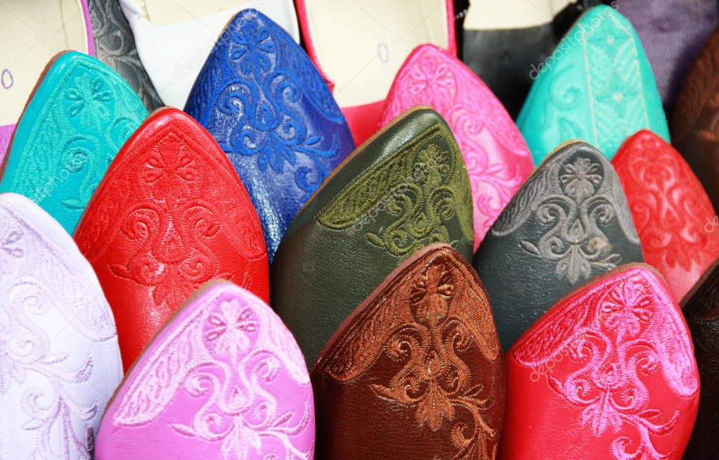 Asian market, colorful shoes