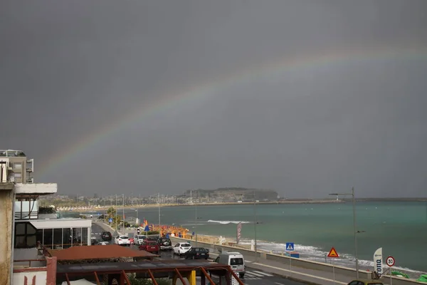 Regenboog Het Strand — Stockfoto