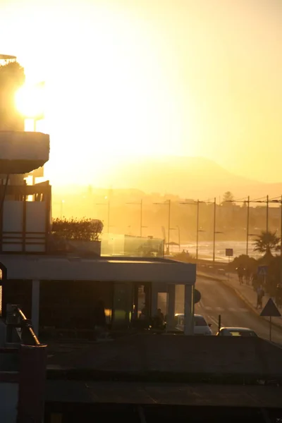 Amarelo Humor Pôr Sol Cidade — Fotografia de Stock