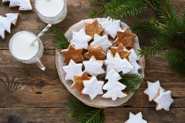 Biscuits Noël Faits Maison Sur Une Table Bois — Photo