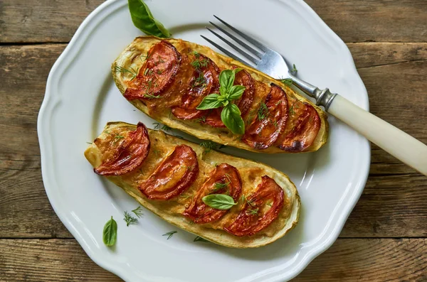 Stuffed Zucchini Potatoes Tomatoes — Stock Photo, Image