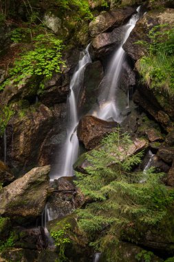 Şelale, cascade arasında büyük kayalara dağ geçidi Ysperklamm (Waldviertel, Avusturya)