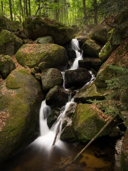 Şelale, cascade arasında büyük kayalara dağ geçidi Ysperklamm (Waldviertel, Avusturya)