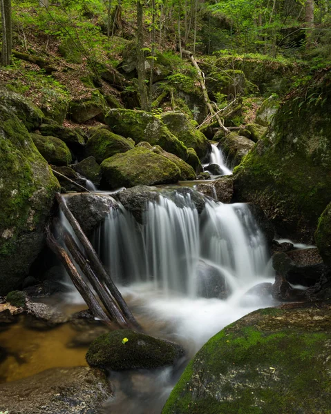 Şelale, cascade arasında büyük kayalara dağ geçidi Ysperklamm (Waldviertel, Avusturya)
