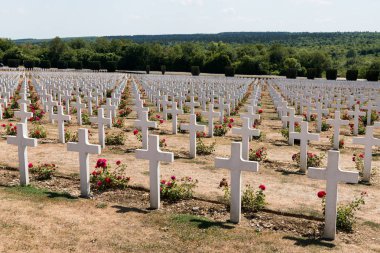 Mezarlık Douaumont mezarda Verdun Fransa dışında. Dünya Savaşı'nda Verdun Savaşı sırasında savaş meydanında ölen askerlerin Anıtı