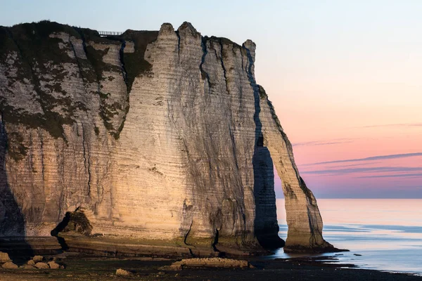 Giz Penhascos Etretat Normandia França Com Arco Natural Porte Aval — Fotografia de Stock