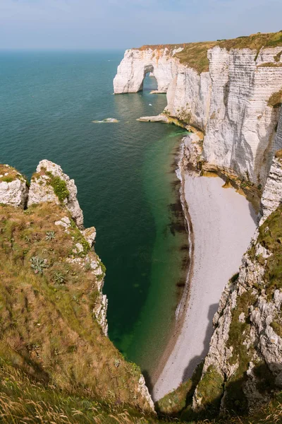 Acantilados Tiza Etretat Normandía Francia Con Arco Natural Llamado Manneporte — Foto de Stock