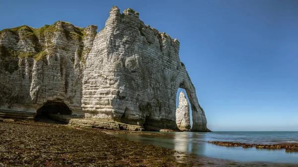 Acantilados Tiza Etretat Normandía Francia Con Arco Natural Porte Aval — Foto de Stock