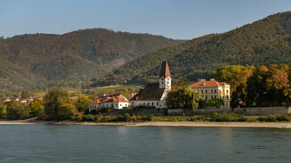 Kerk Oude School Van Arnsdorf Rivier Donau Een Zonnige Dag — Stockfoto