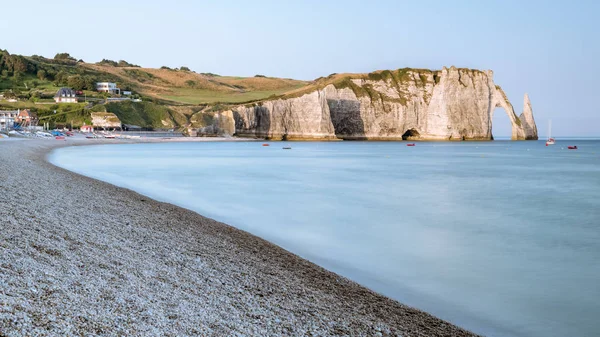 Giz Penhascos Etretat Normandia França Com Arco Natural Porte Aval — Fotografia de Stock