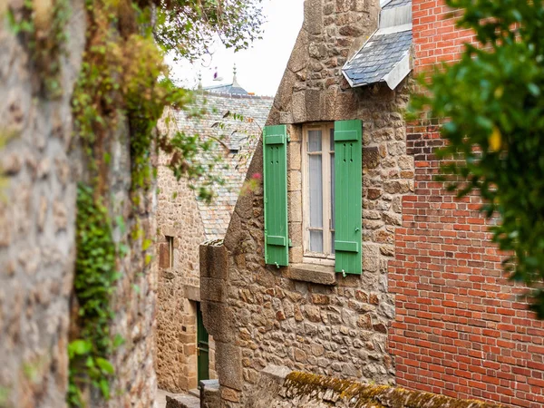 Alte Steinhäuser Mont Saint Michelle Normandie Frankreich — Stockfoto