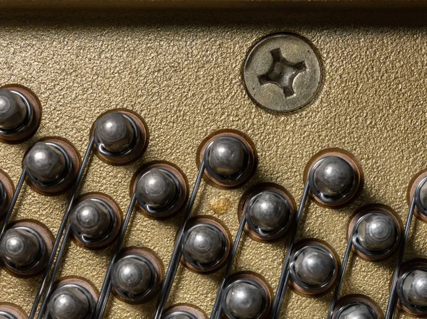 Abstrakta Närbild Interiör Upprätt Pianostämning Pins — Stockfoto