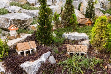 Çeşitli kırsal binaların dış mekan modelleri