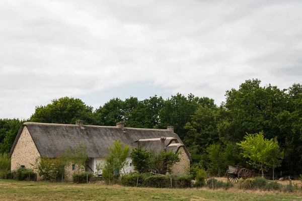 Старий будинок у Сен-лифард з солом'яним дахом — стокове фото