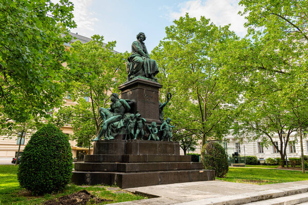 Monument of Ludwig van Beethoven in Vienna (Austria) on a sunny day in spring