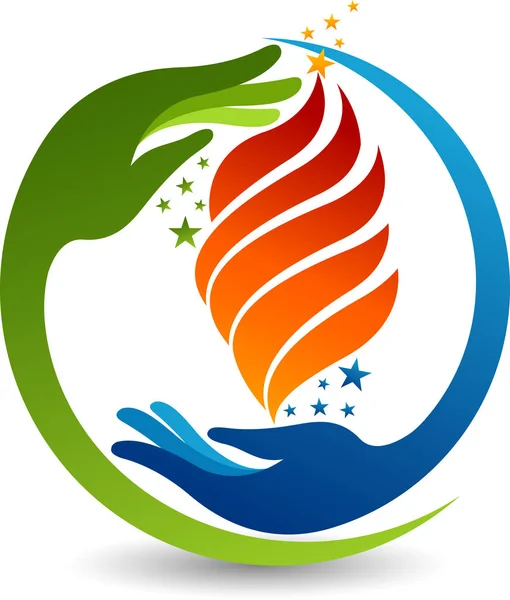 Ilustración Logotipo Llama Mano Con Fondo Aislado — Vector de stock