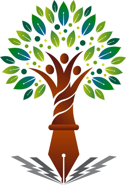 独立背景下的教育家庭树徽标插图艺术 — 图库矢量图片