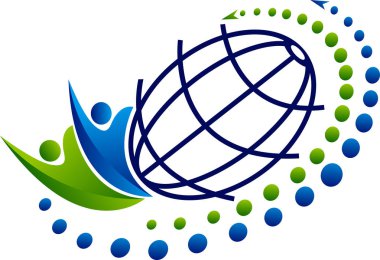 Bir iletişim dünya logo izole arka plan illüstrasyon sanat