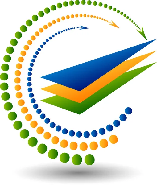 Illustration Logo Monde Des Flèches Avec Fond Isolé — Image vectorielle