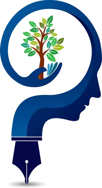 Illustration Art Arbre Mental Logo Avec Fond Isolé — Image vectorielle