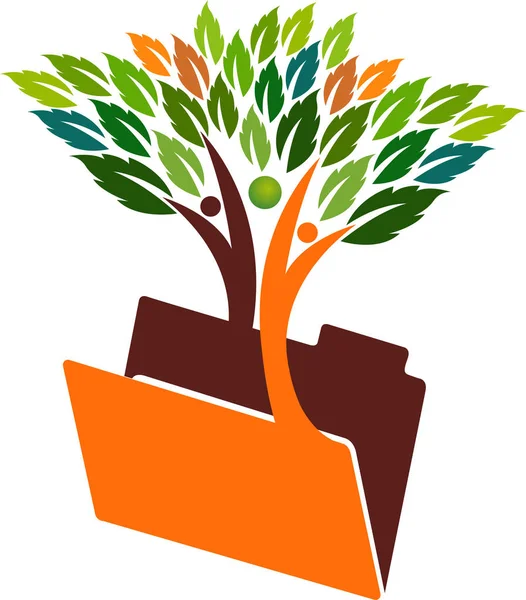 Bir Klasör Ağacı Çift Logo Izole Arka Plan Illüstrasyon Sanat — Stok Vektör