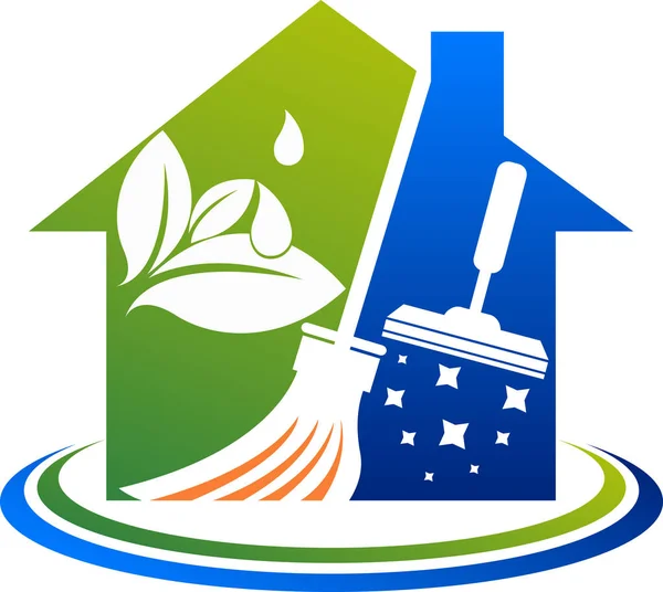 Ilustración Arte Logotipo Servicio Limpieza Casa Con Fondo Aislado — Vector de stock