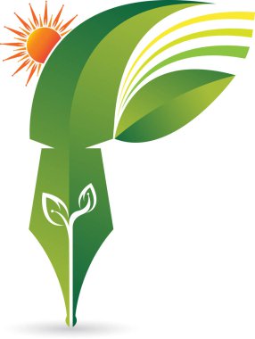 Bir parlak Eco kalem logo izole arka plan illüstrasyon sanat