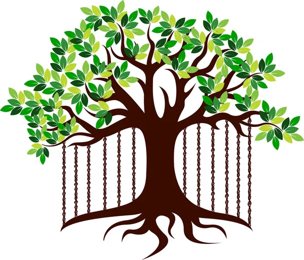 Εικονογράφηση Τέχνη Του Ένα Λογότυπο Δέντρο Banyan Απομονωμένες Φόντο — Διανυσματικό Αρχείο