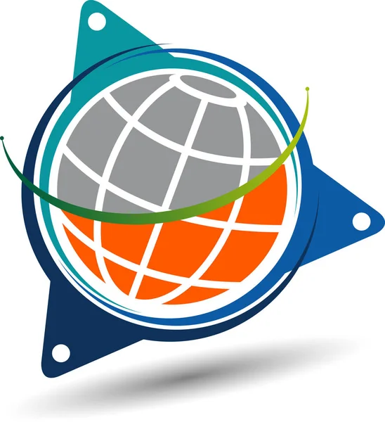 Ilustrasi Seni Dari Logo Globe Bergaya Dengan Latar Belakang Terisolasi - Stok Vektor