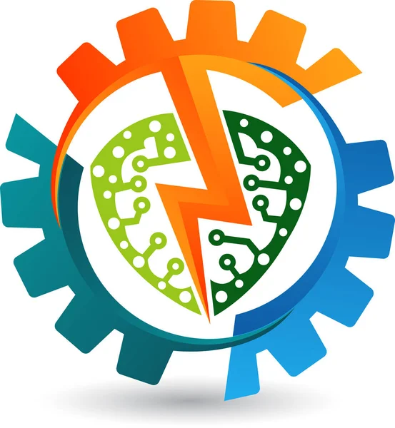 Illustration Art Power Gear Logo Isolated Background — Stock Vector