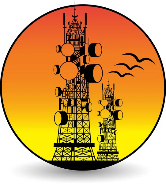 Illustrazione Arte Logo Torri Telecomunicazione Con Sfondo Isolato — Vettoriale Stock
