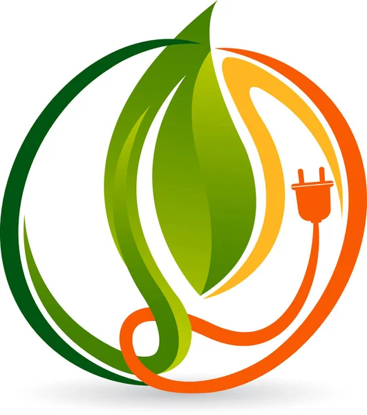 Umění Ilustrace Zelené Energie Plug Logo Izolovanou Pozadí — Stockový vektor