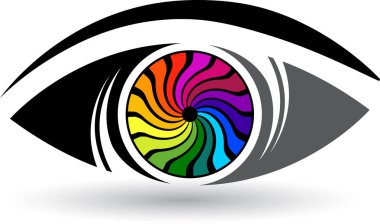 Bir renkli göz küresi logo izole arka plan illüstrasyon sanat
