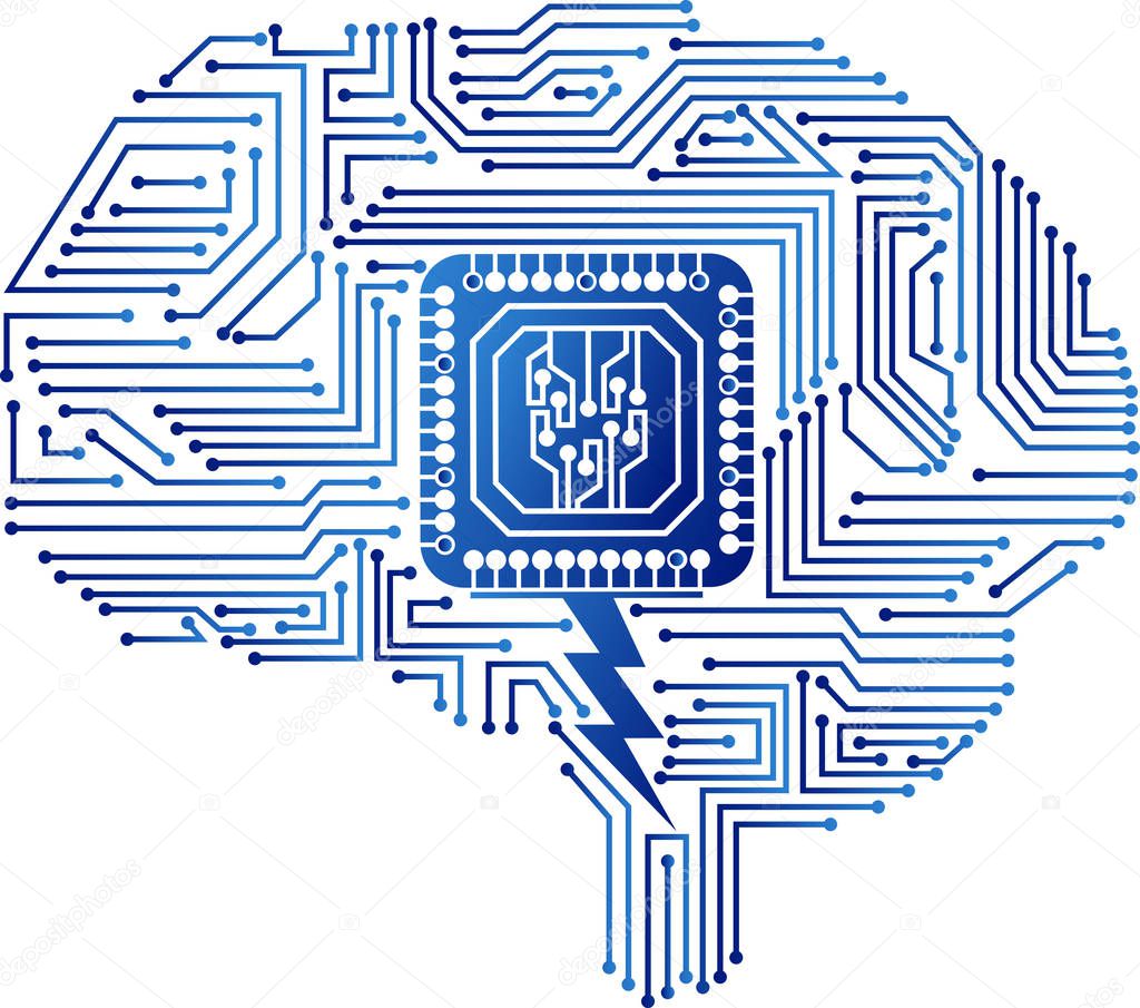 Illustration art of a brain circuit logo with isolated background