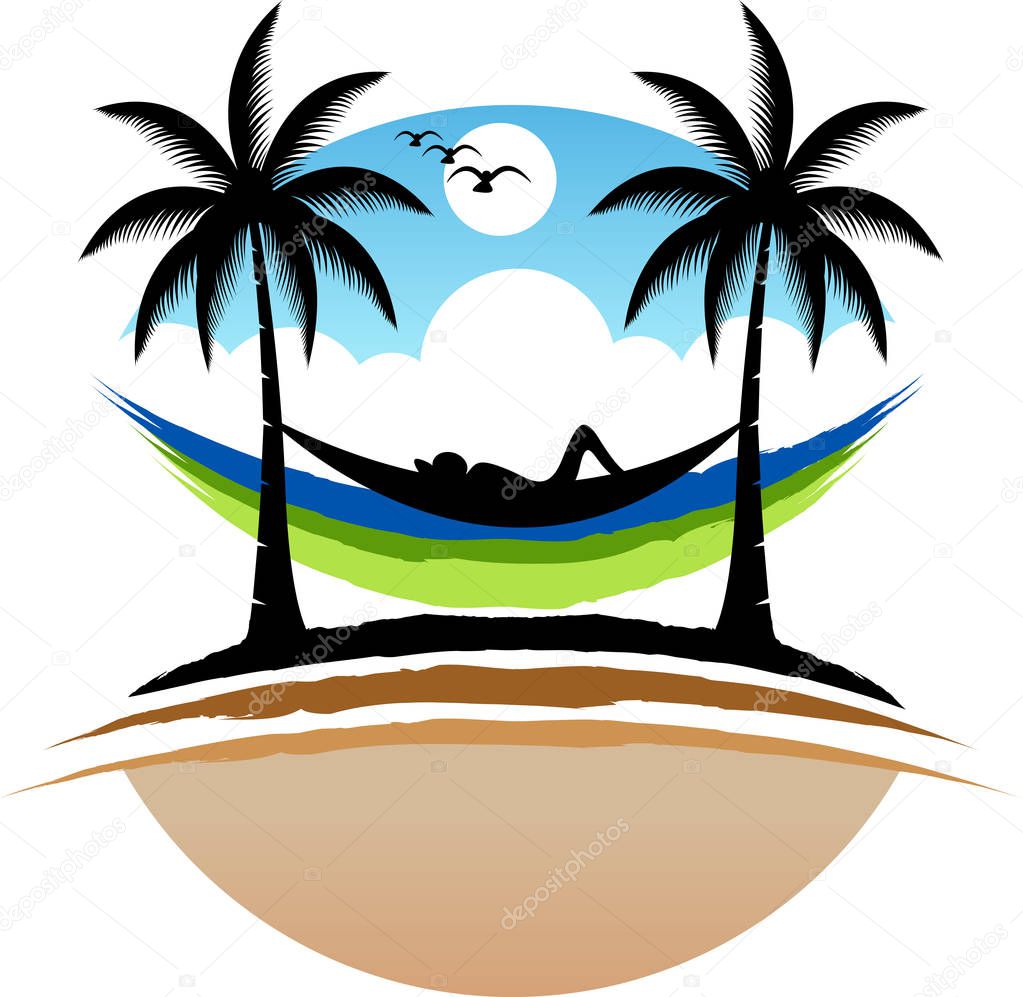 Illustration art of a natural relax logo with isolated background
