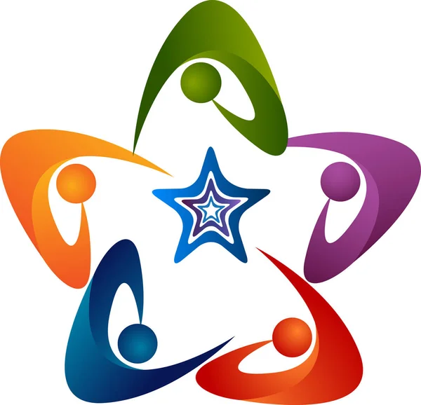 Illustratie Van Een Ster Team Logo Met Geïsoleerde Achtergrond Kunst — Stockvector