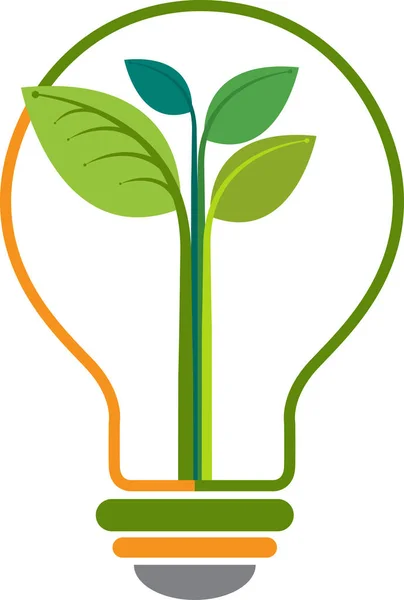 Illustration Art Green Energy Lamp Logo Isolated Background — Stock Vector