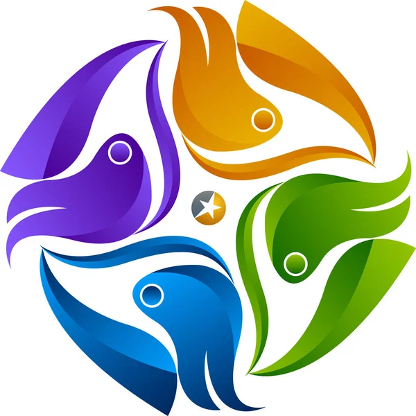 Illustration Art Cercle Logo Équipe Avec Fond Isolé — Image vectorielle